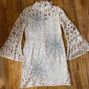 Free People HIGH NECK DRESS W/  SILVER SEQUINS